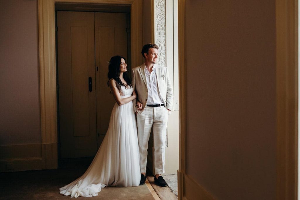 elegância de casamento no Palácio do Freixo